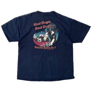 Vintage 1999 Big Dogs T Shirt XL Bad Dogs Cops TV Show Parody Graphic Made USA